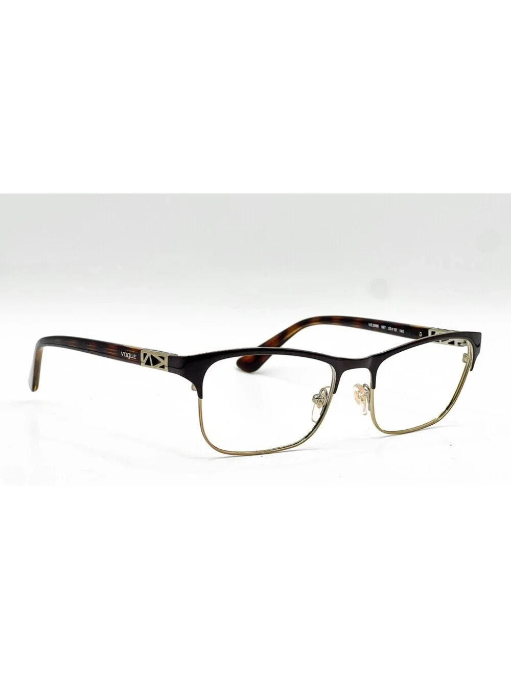 Vogue VO 3996 997 Brown Pale Gold Rectangle Authentic Eyeglass Frames 53-18